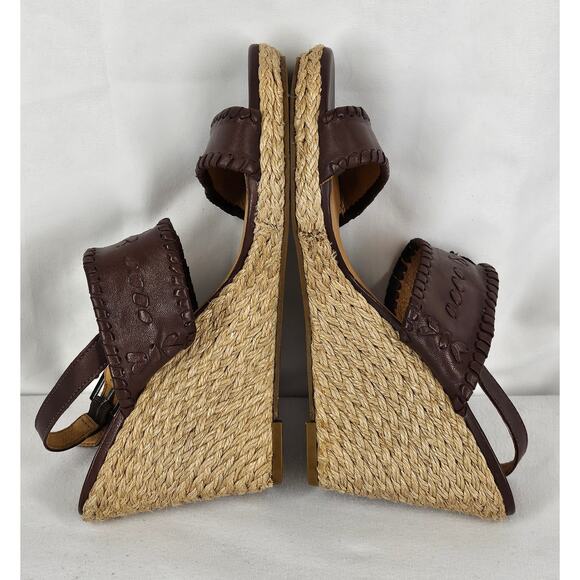 JACK ROGERS VANESSA JUTE WOMEN'S EXPRESSO BROWN LEATHER WEDGE SANDALS SIZE 9M - Picture 12 of 13